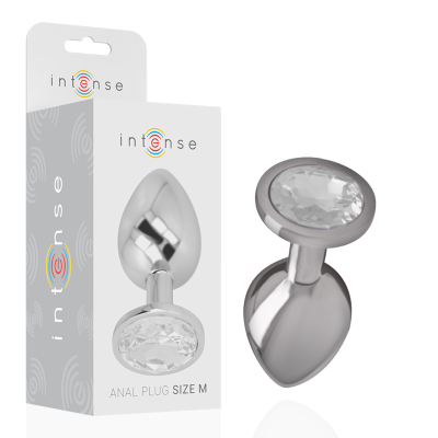 Intense - Plug Anale In Metallo Alluminio Con Cristallo Argento Taglia M 2