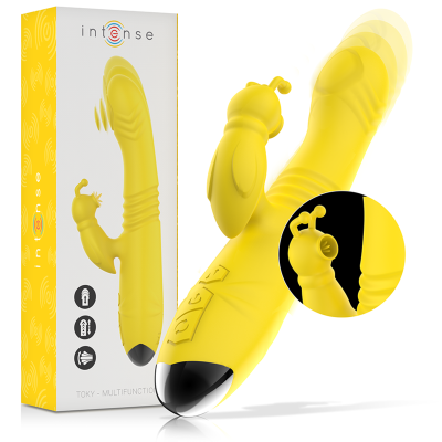 Intense - Vibratore Multifunzione Toky Up &Amp; Down Con Stimolatore Clitorale Giallo 2