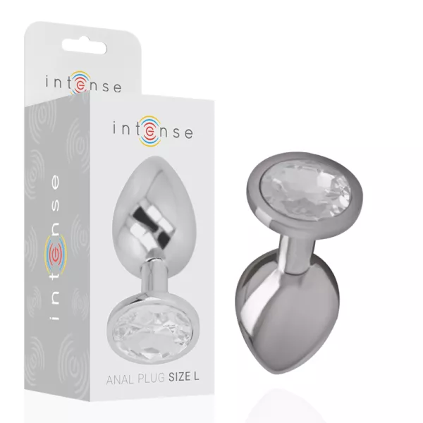 Intense - Plug Anale In Metallo Alluminio Con Cristallo Argento Misura L 2