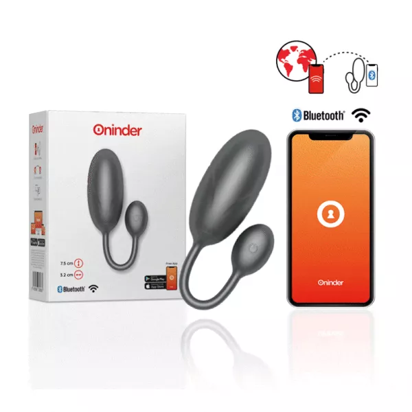 Oninder - Uovo Vibrante Tokyo Nero 7,5 X 3,2 Cm App Gratuita 1